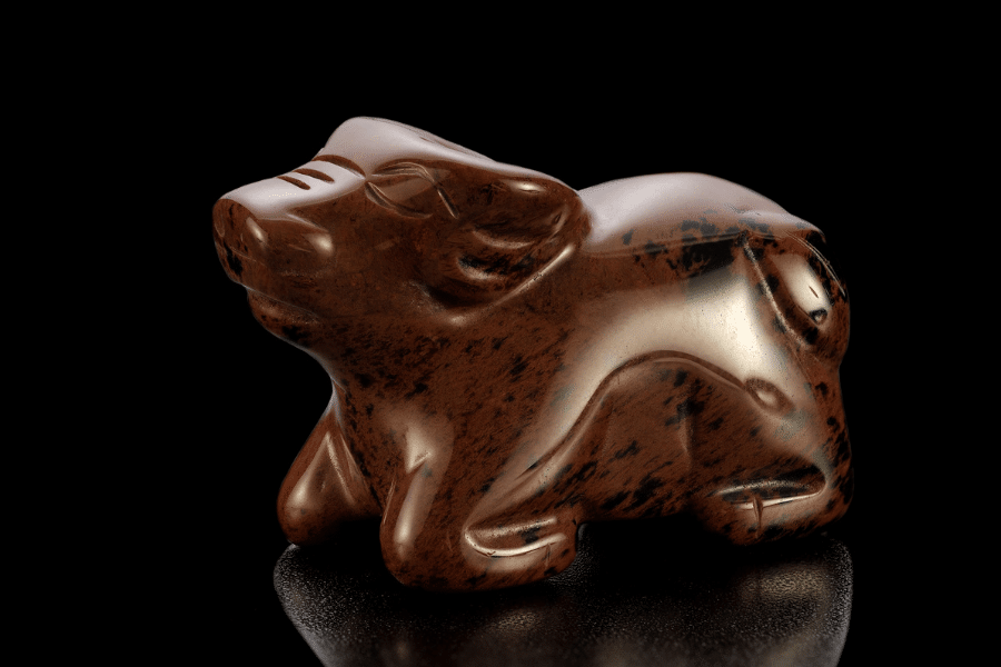 mahogany obsidian sculture