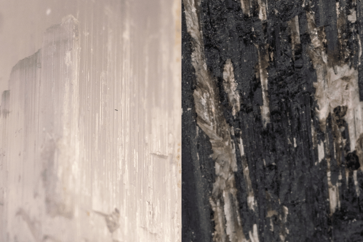 Selenite and black tourmaline