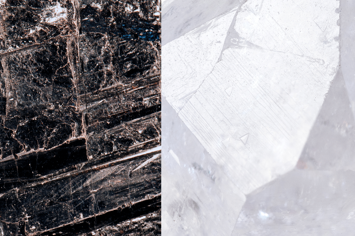 black tourmaline and clear quartz