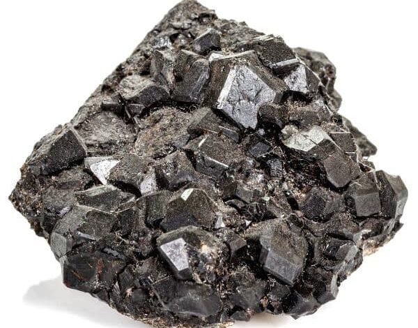 black melanite crystal cluster