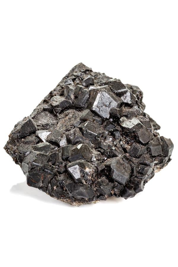 black melanite crystal cluster